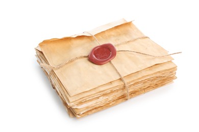 Photo of Sheets of old paper isolated on white