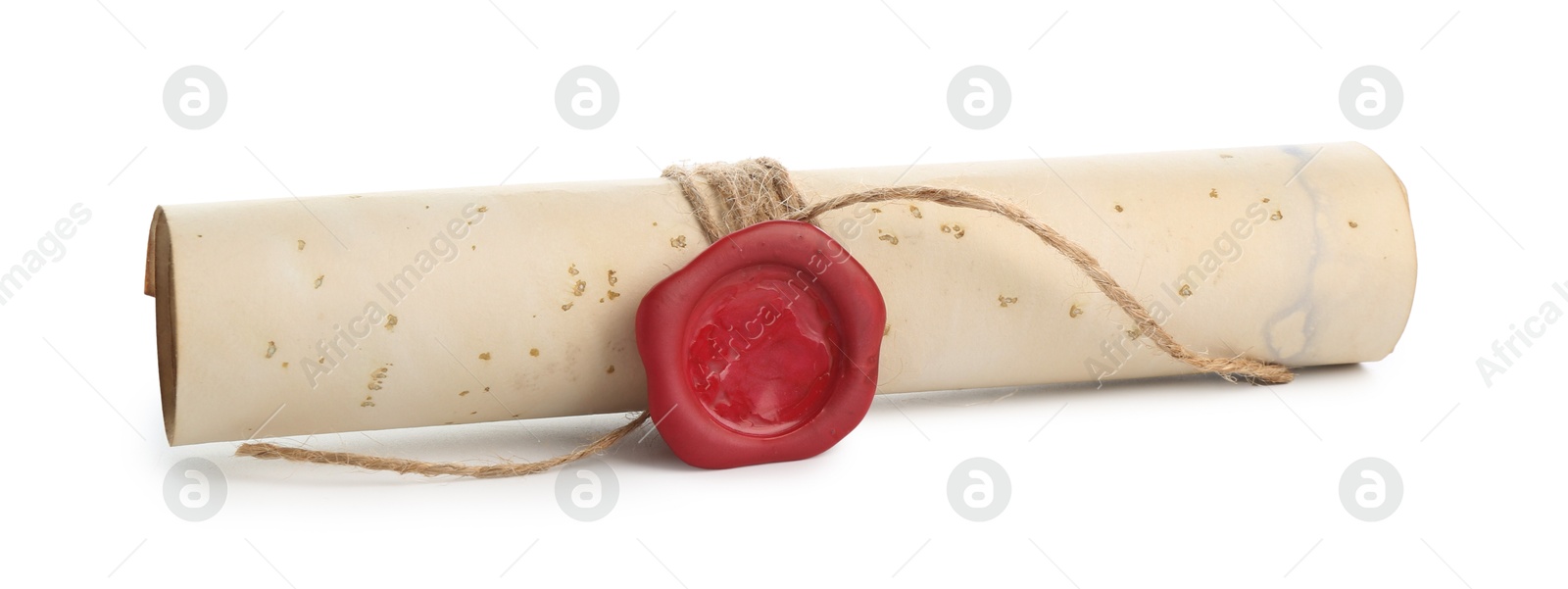 Photo of Old rolled paper scroll isolated on white