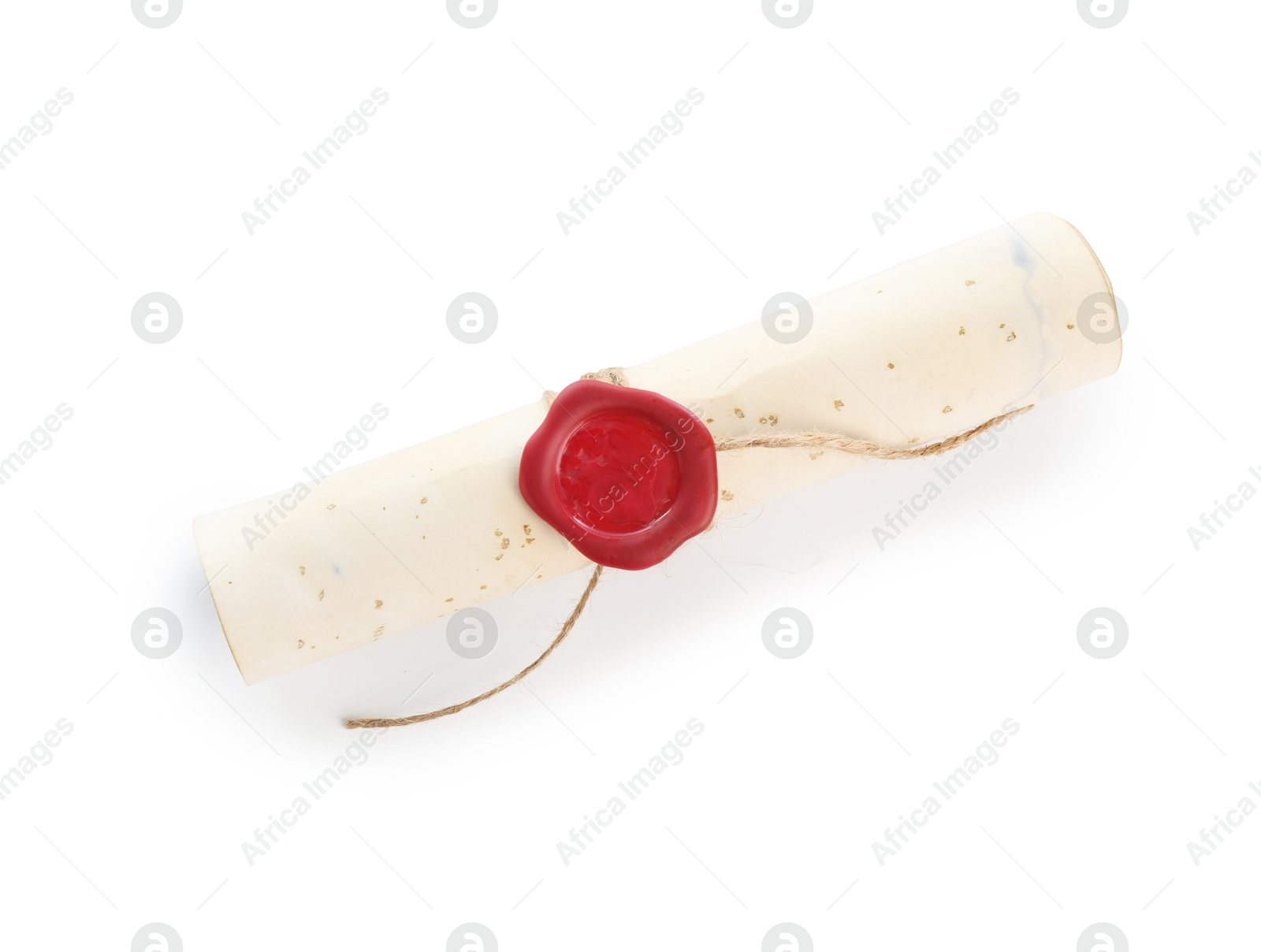 Photo of Old rolled paper scroll isolated on white