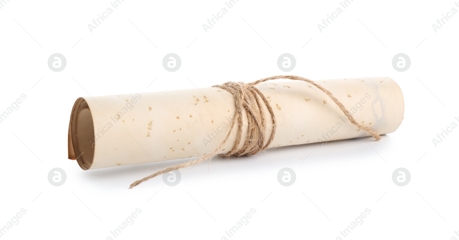 Photo of Old rolled paper scroll isolated on white