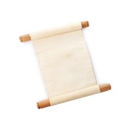 Photo of Old rolled paper scroll isolated on white