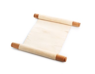 Photo of Old rolled paper scroll isolated on white