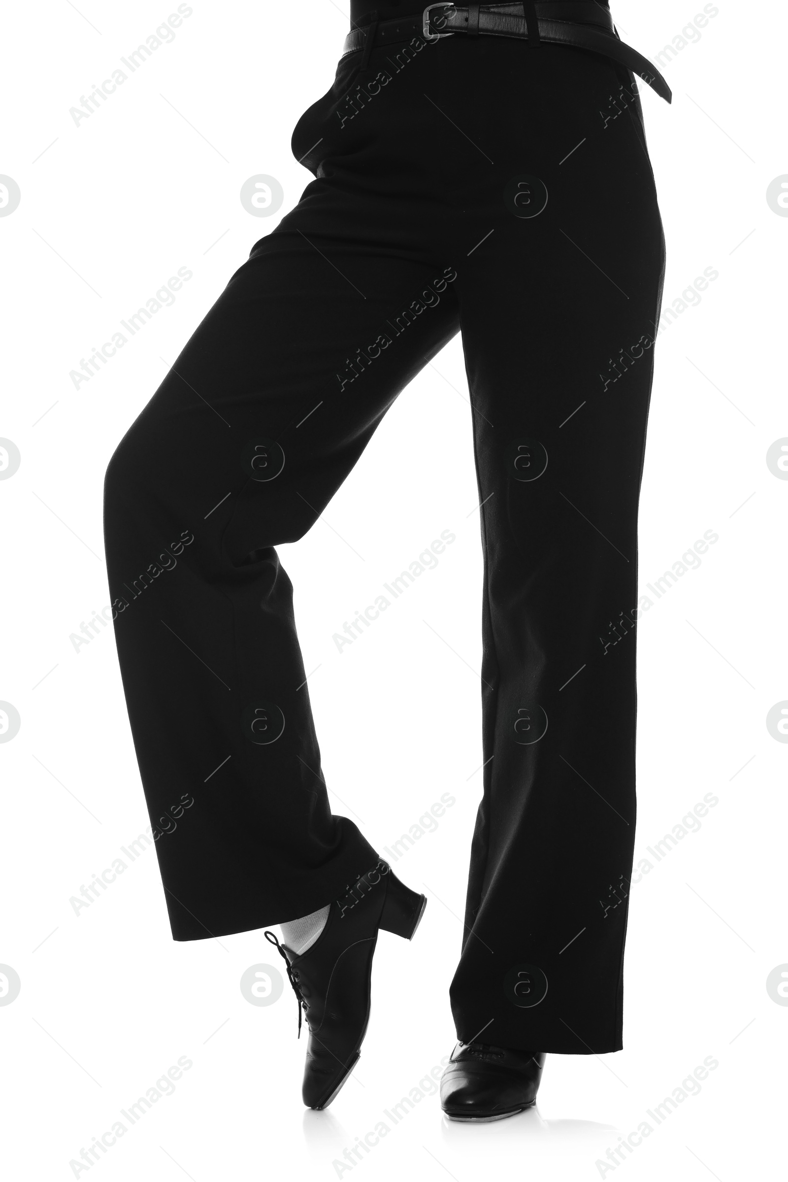 Teenage girl in tap shoes on white background, closeup Photo of Teenage girl in tap shoes on white background, closeup