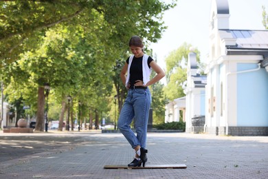 Photo of Teenage girl in tap shoes dancing outdoors