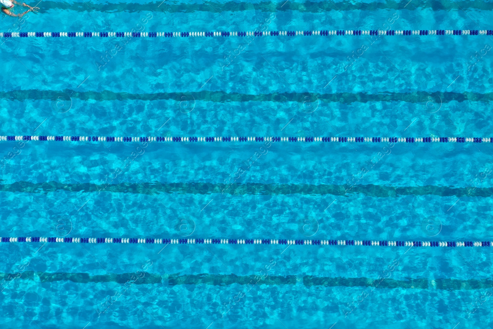 Aerial view of outdoor swimming pool on sunny day Photo of Aerial view of outdoor swimming pool on sunny day