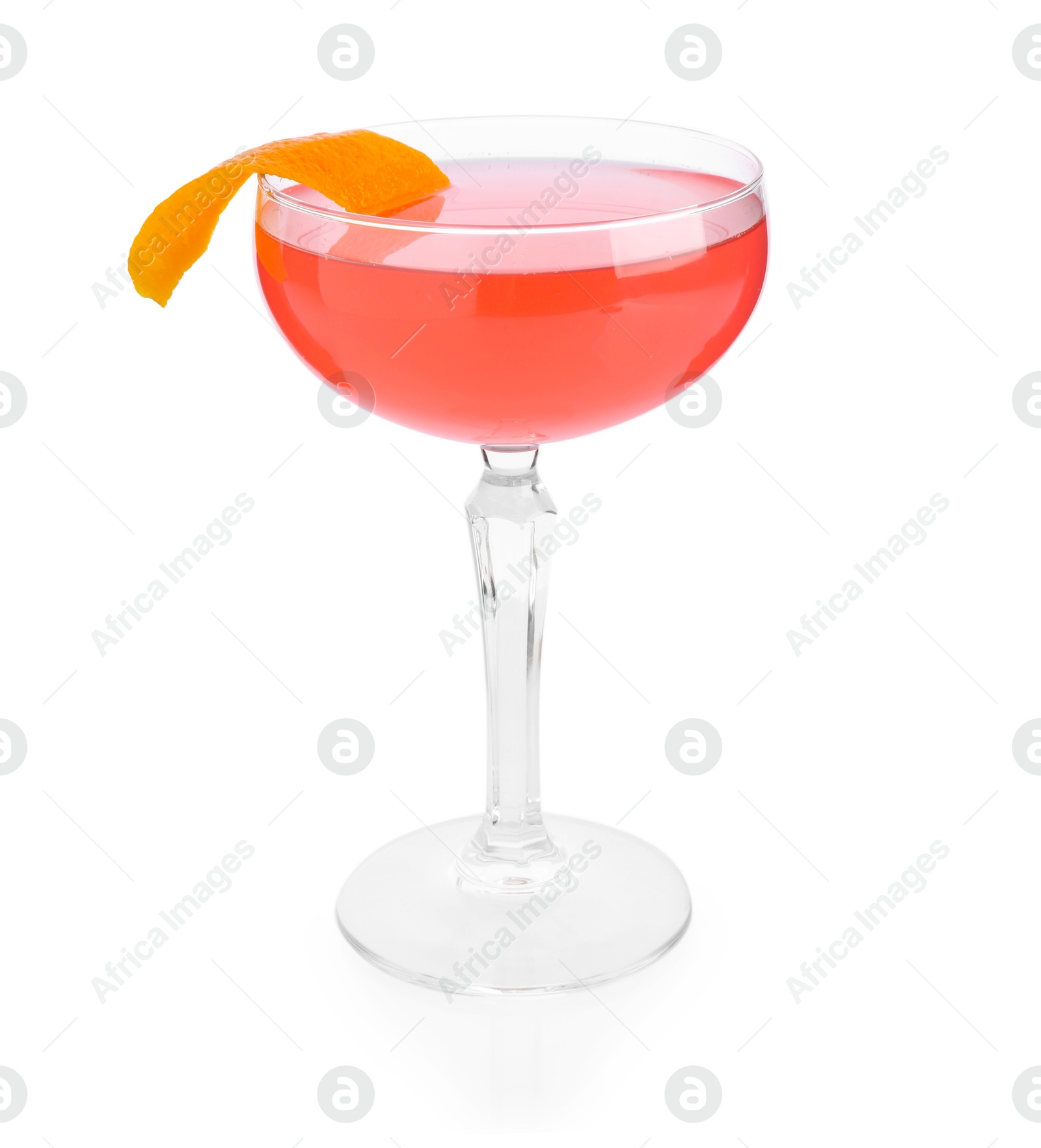 Martini cocktail with garnish isolated on white Photo of Martini cocktail with garnish isolated on white