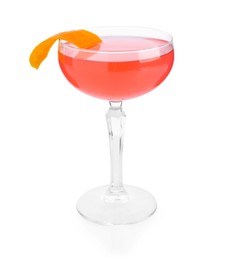 Photo of Martini cocktail with garnish isolated on white