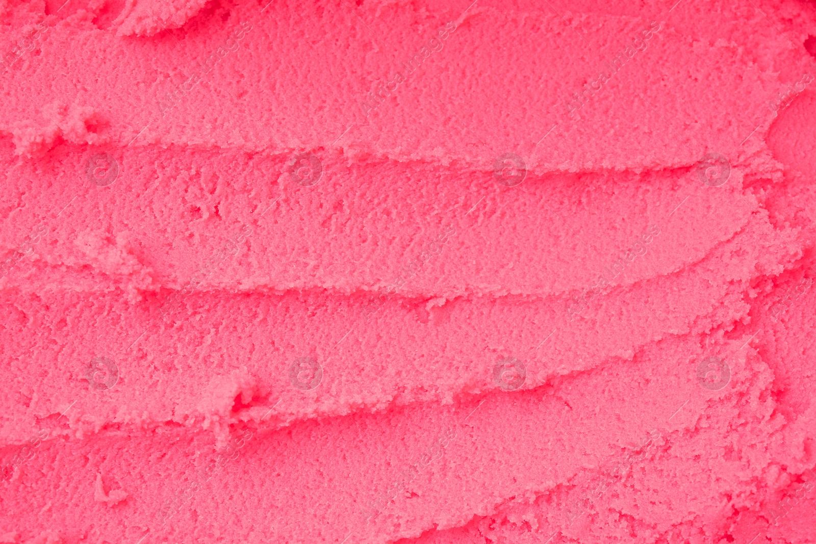 Photo of Delicious raspberry sorbet as background, top view