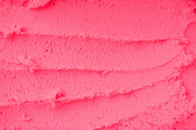Photo of Delicious raspberry sorbet as background, top view