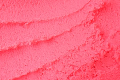 Photo of Delicious raspberry sorbet as background, closeup view