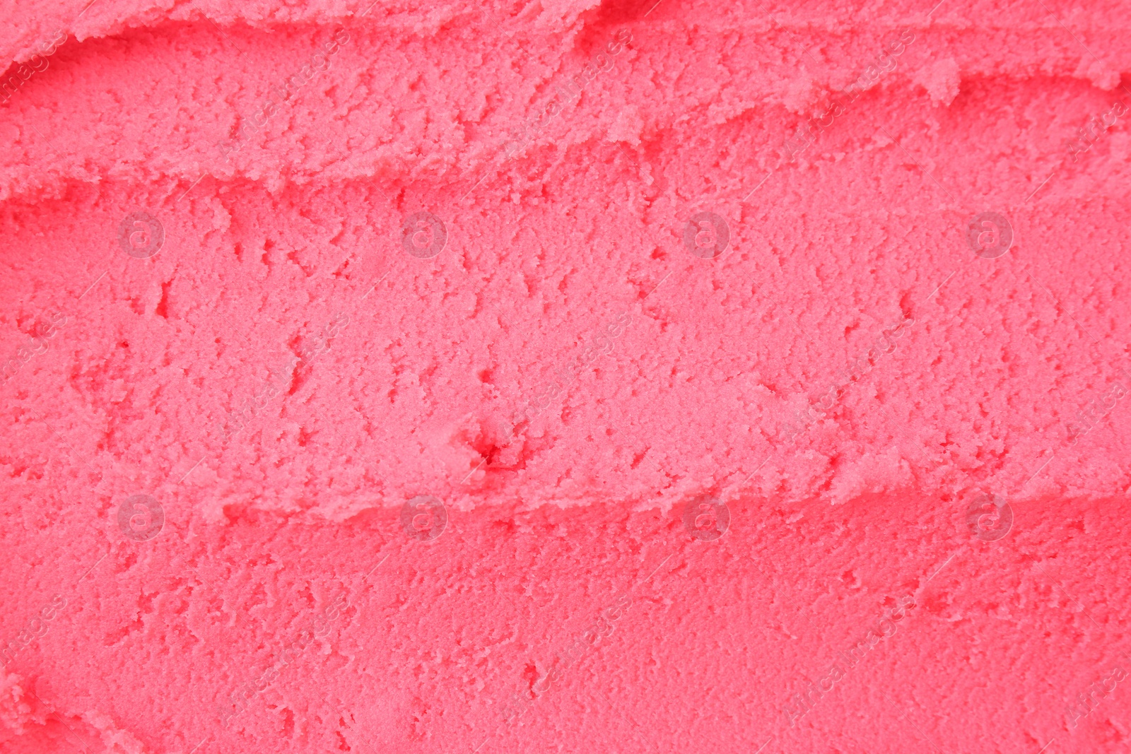 Photo of Delicious raspberry sorbet as background, top view