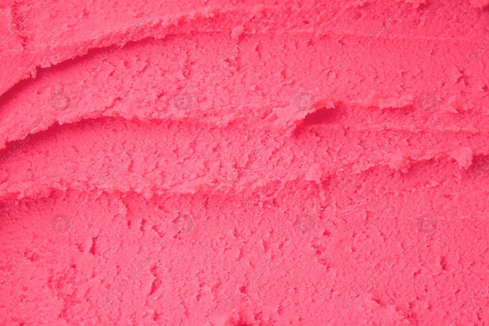 Photo of Delicious raspberry sorbet as background, top view