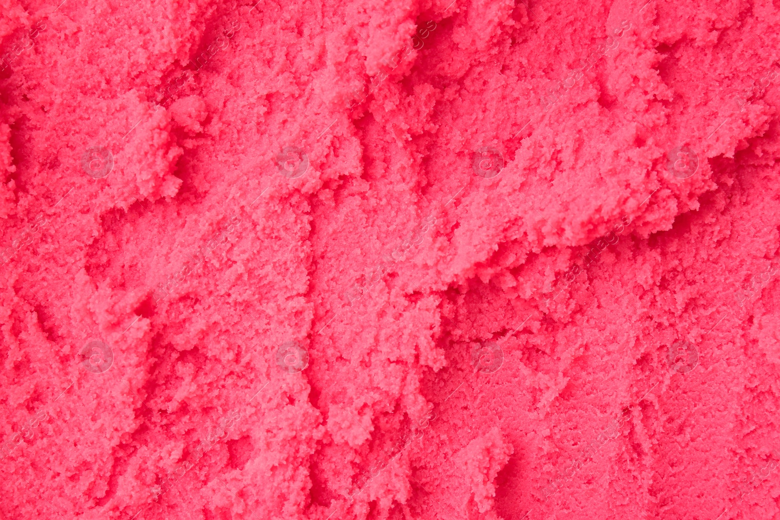 Photo of Delicious raspberry sorbet as background, top view