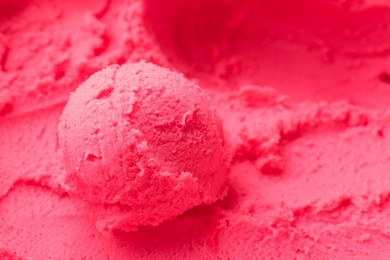Photo of Delicious raspberry sorbet as background, closeup view