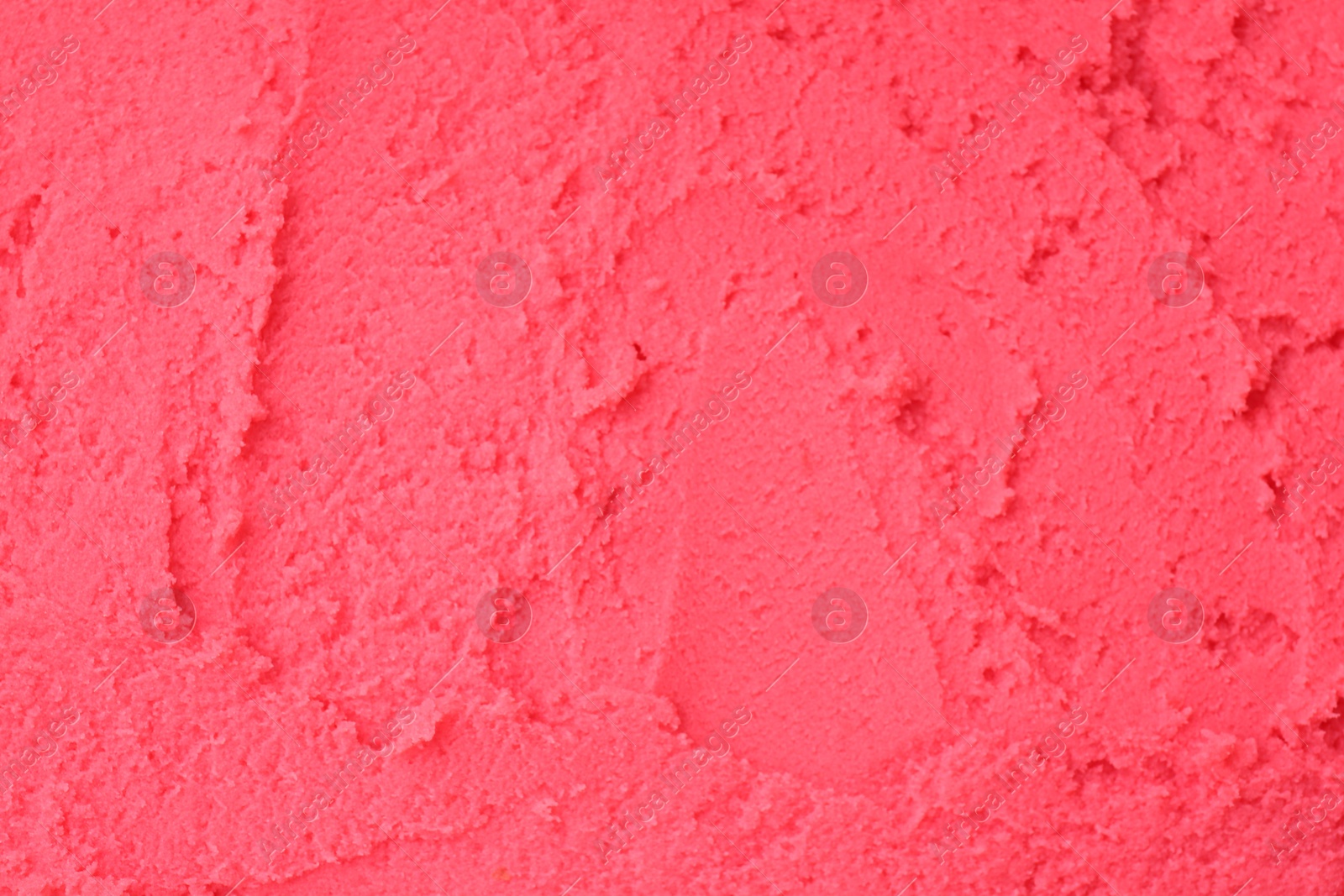 Photo of Delicious raspberry sorbet as background, top view