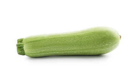 Photo of One fresh ripe zucchini isolated on white