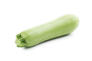 Photo of One fresh ripe zucchini isolated on white
