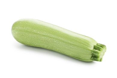 Photo of One fresh ripe zucchini isolated on white