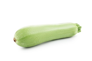 Photo of One fresh ripe zucchini isolated on white