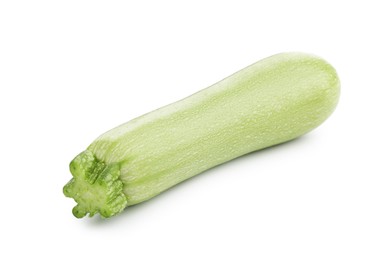Photo of One fresh ripe zucchini isolated on white