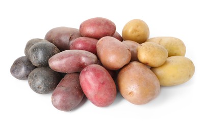 Photo of Different types of potatoes isolated on white