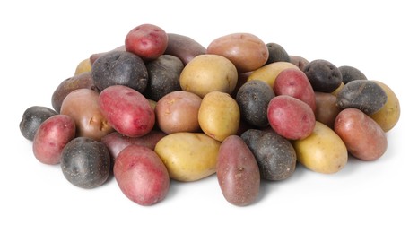 Photo of Different types of potatoes isolated on white