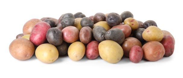 Photo of Different types of potatoes isolated on white