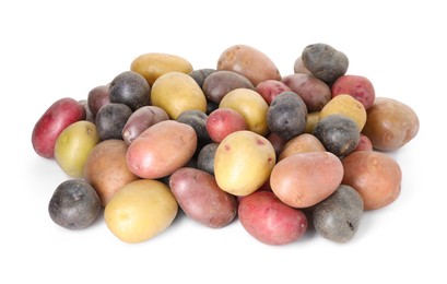 Photo of Different types of potatoes isolated on white