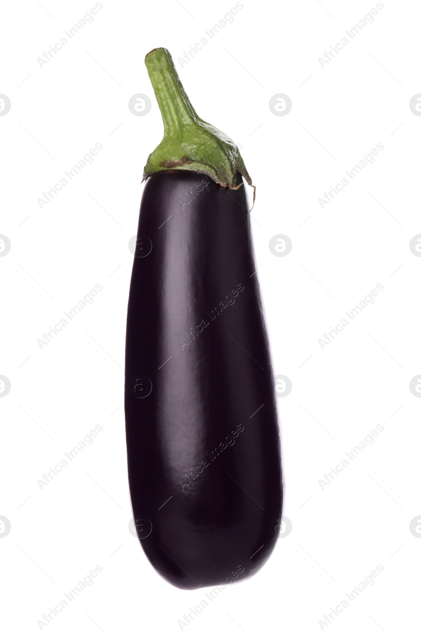 One raw ripe eggplant isolated on white Photo of One raw ripe eggplant isolated on white