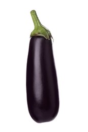 Photo of One raw ripe eggplant isolated on white