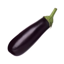 Photo of One raw ripe eggplant isolated on white