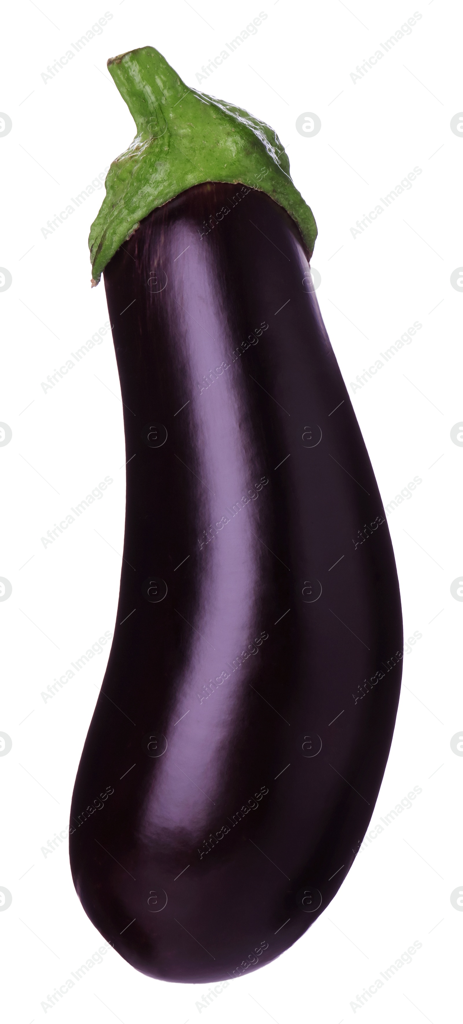 Photo of One raw ripe eggplant isolated on white