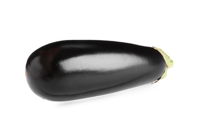 Photo of One raw ripe eggplant isolated on white