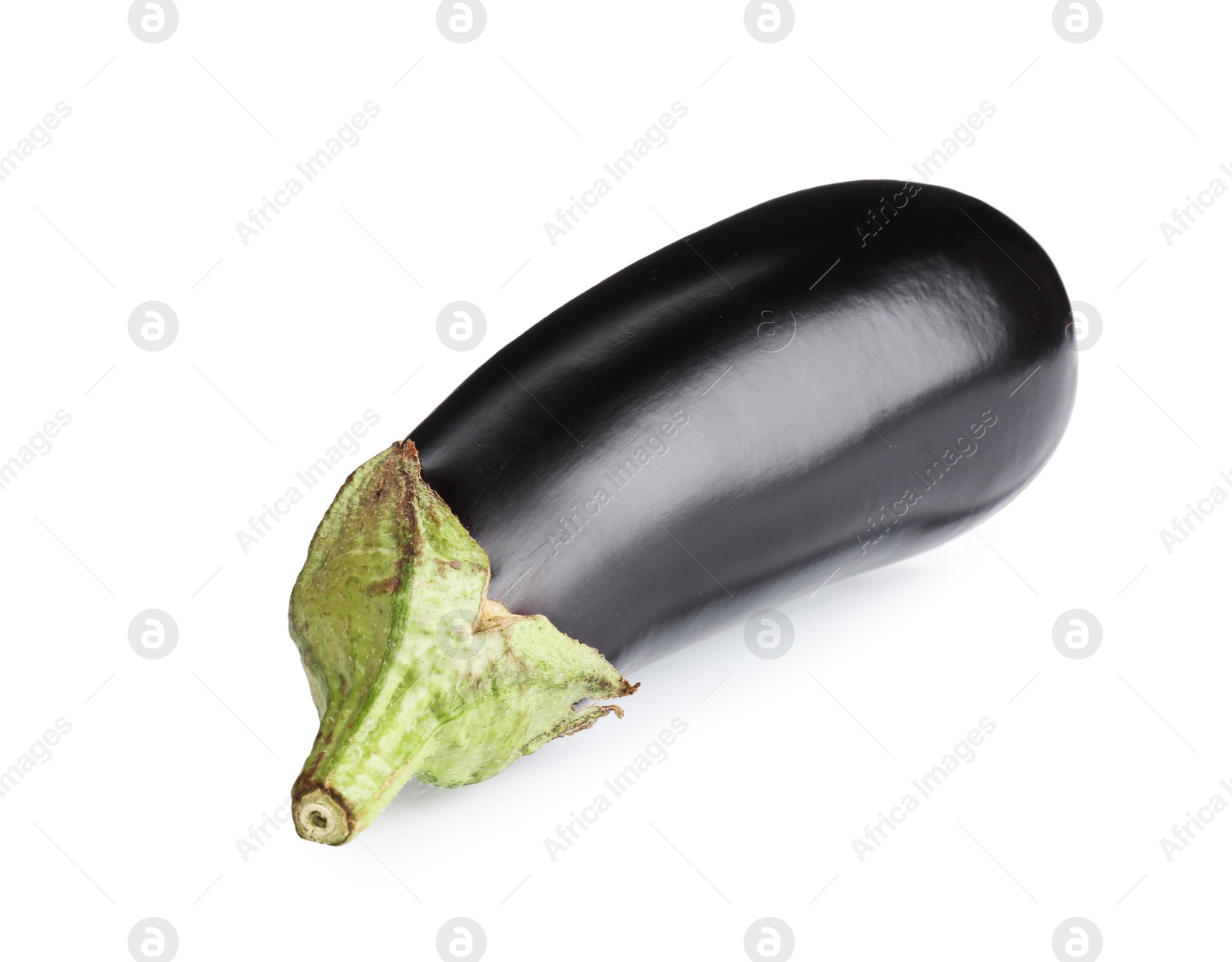 Photo of One raw ripe eggplant isolated on white
