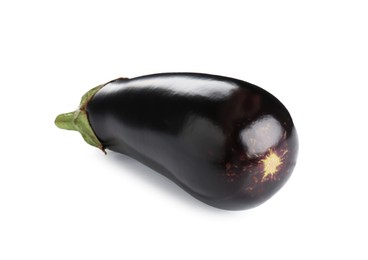 Photo of One raw ripe eggplant isolated on white