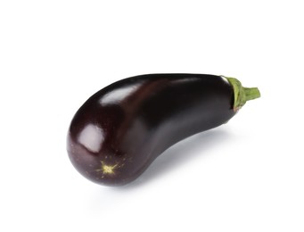 Photo of One raw ripe eggplant isolated on white