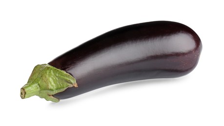 Photo of One raw ripe eggplant isolated on white
