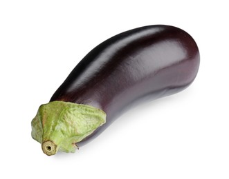 Photo of One raw ripe eggplant isolated on white