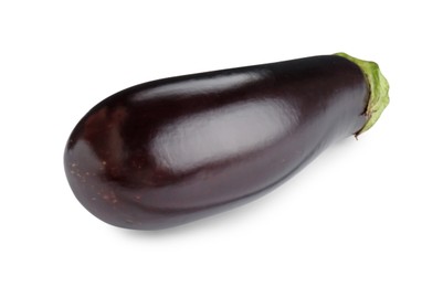 Photo of One raw ripe eggplant isolated on white