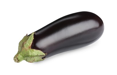 Photo of One raw ripe eggplant isolated on white