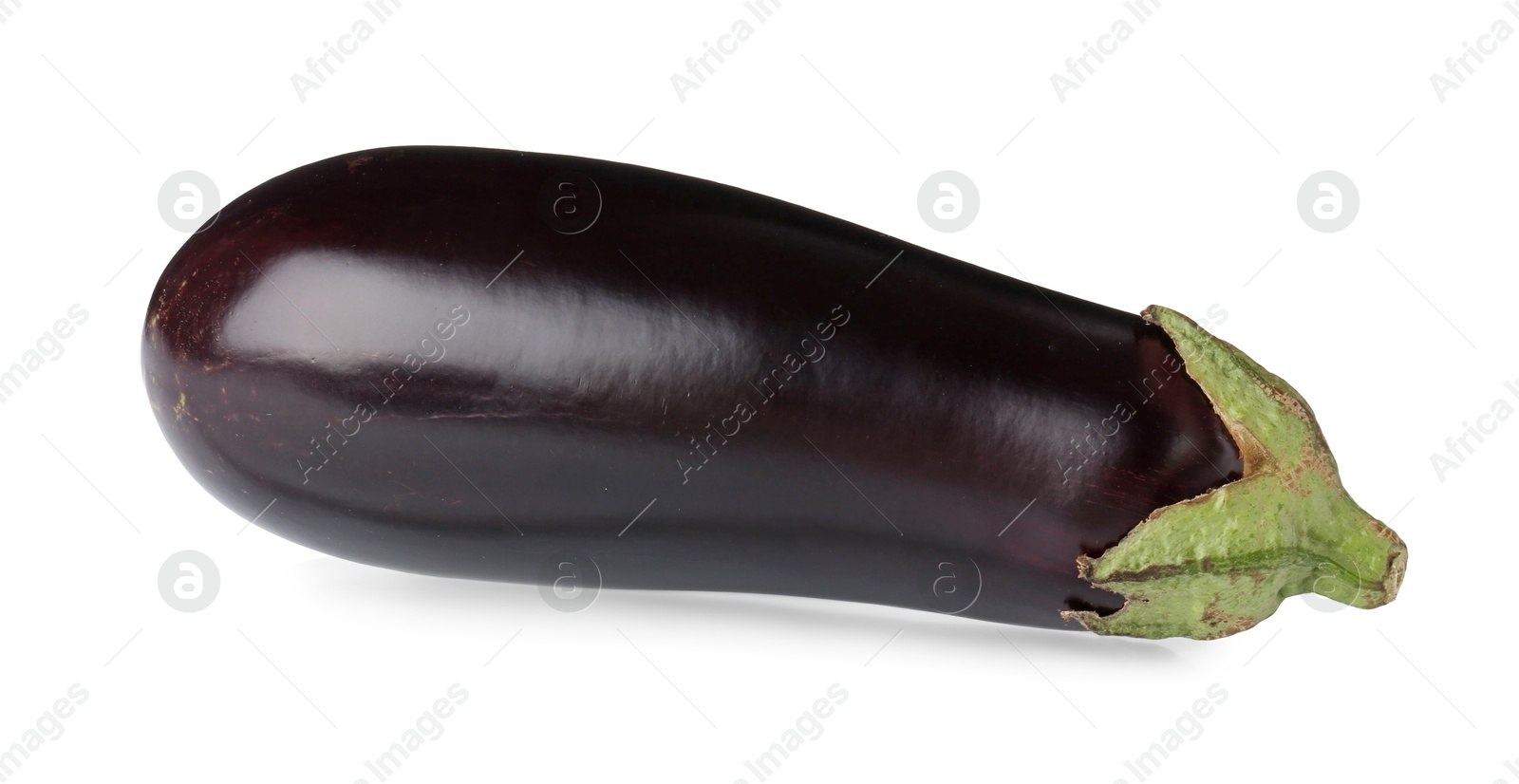 Photo of One raw ripe eggplant isolated on white