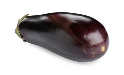 Photo of One raw ripe eggplant isolated on white