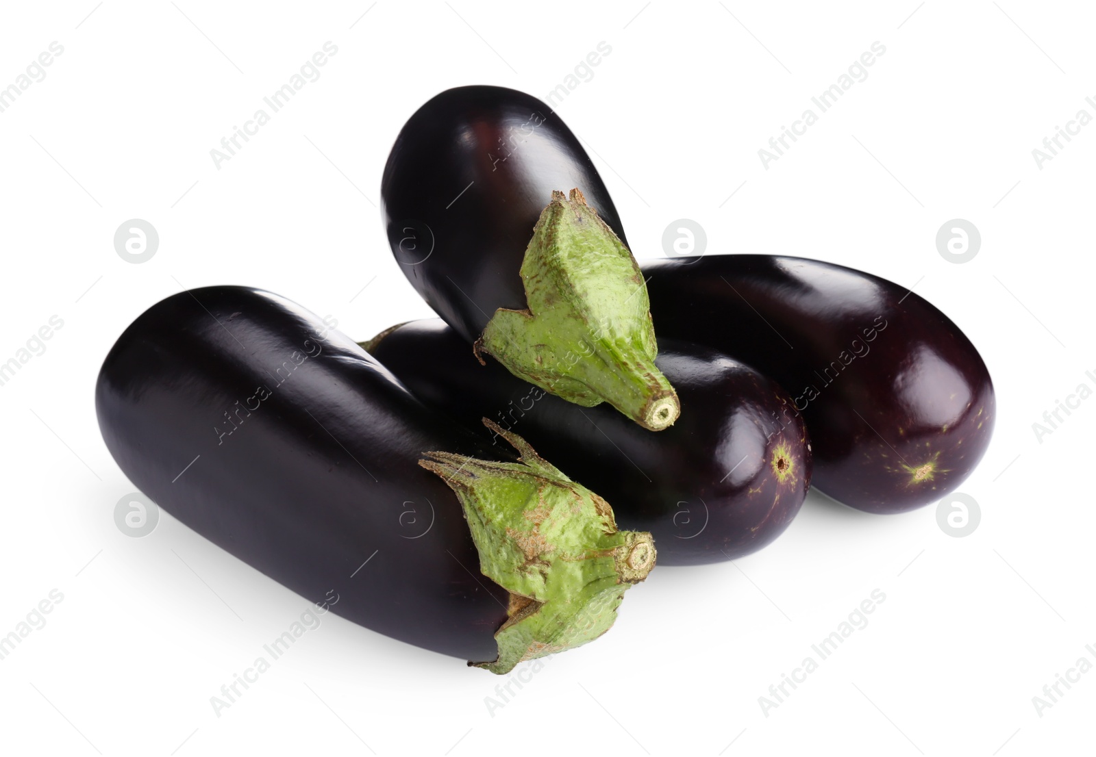 Photo of Fresh raw ripe eggplants isolated on white