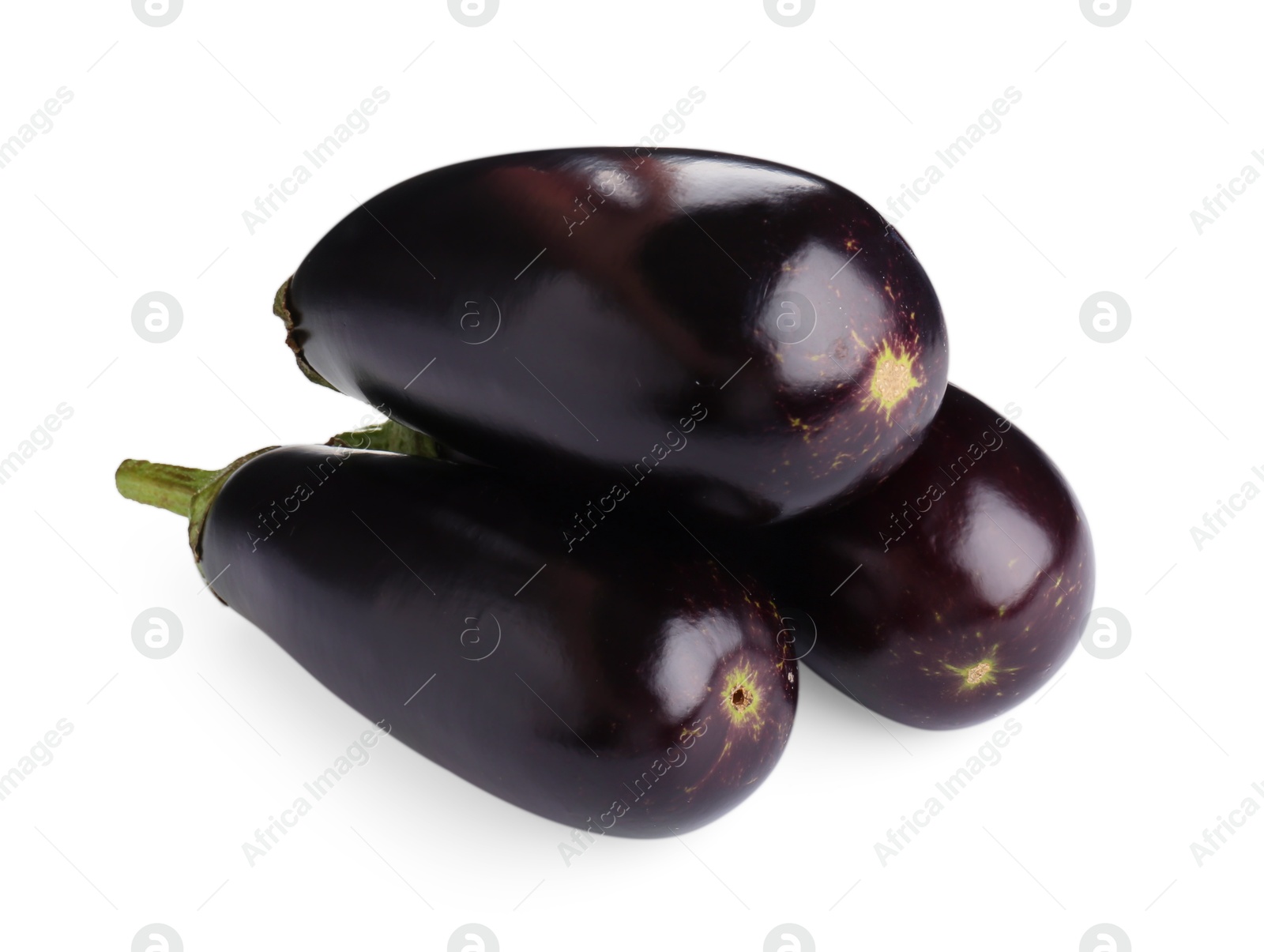 Photo of Fresh raw ripe eggplants isolated on white