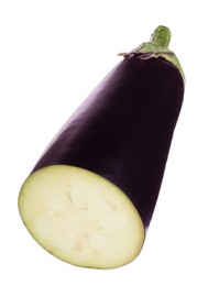 Photo of Half of raw eggplant isolated on white