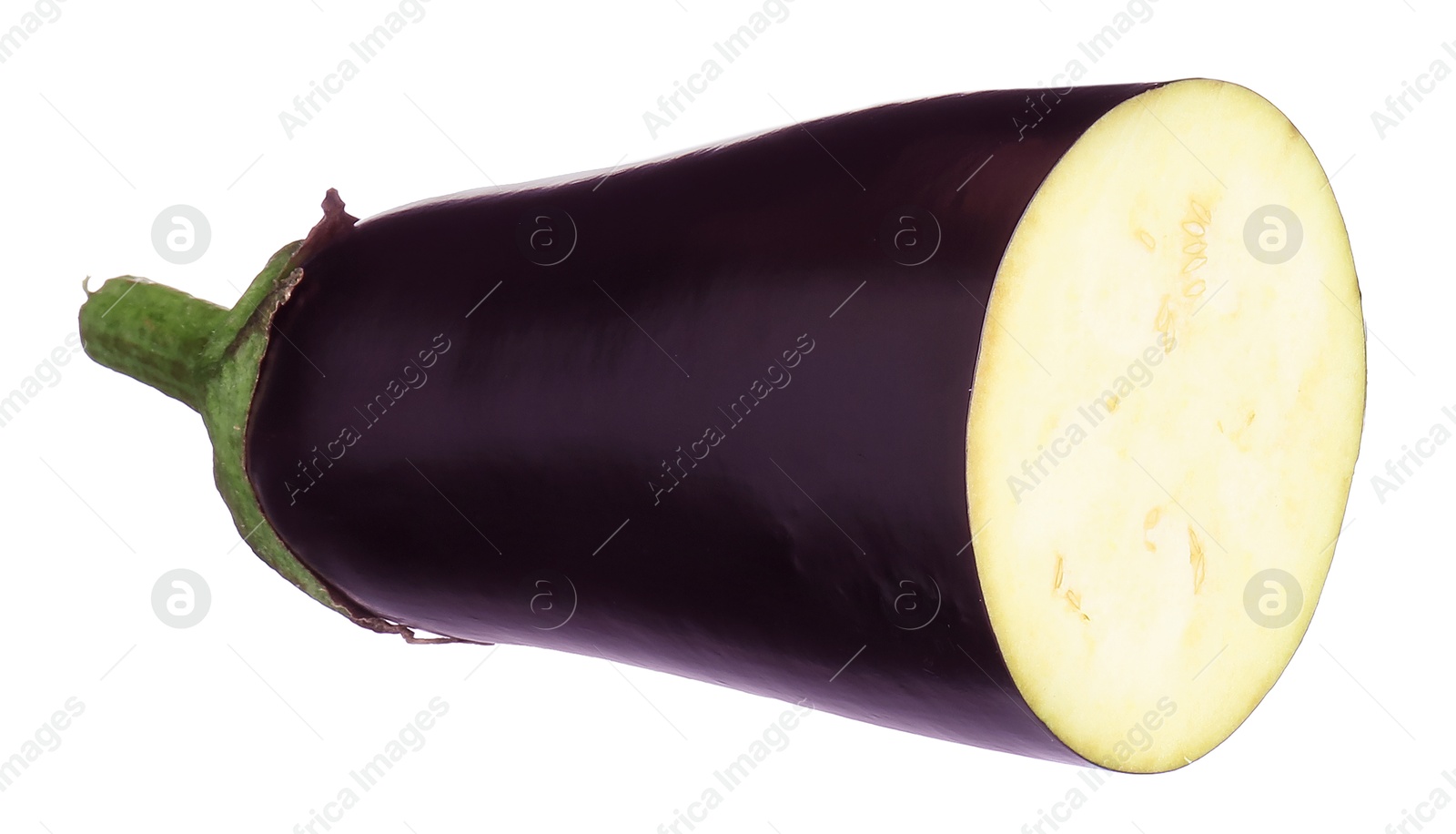 Photo of Half of raw eggplant isolated on white