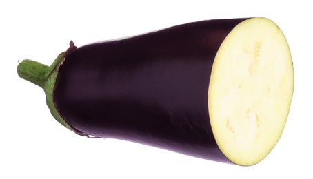 Photo of Half of raw eggplant isolated on white