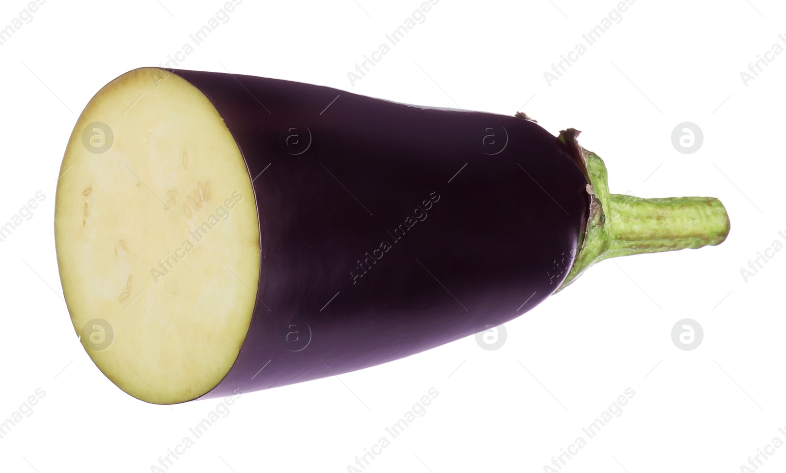 Photo of Half of raw eggplant isolated on white