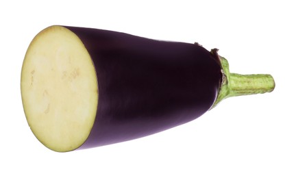 Photo of Half of raw eggplant isolated on white