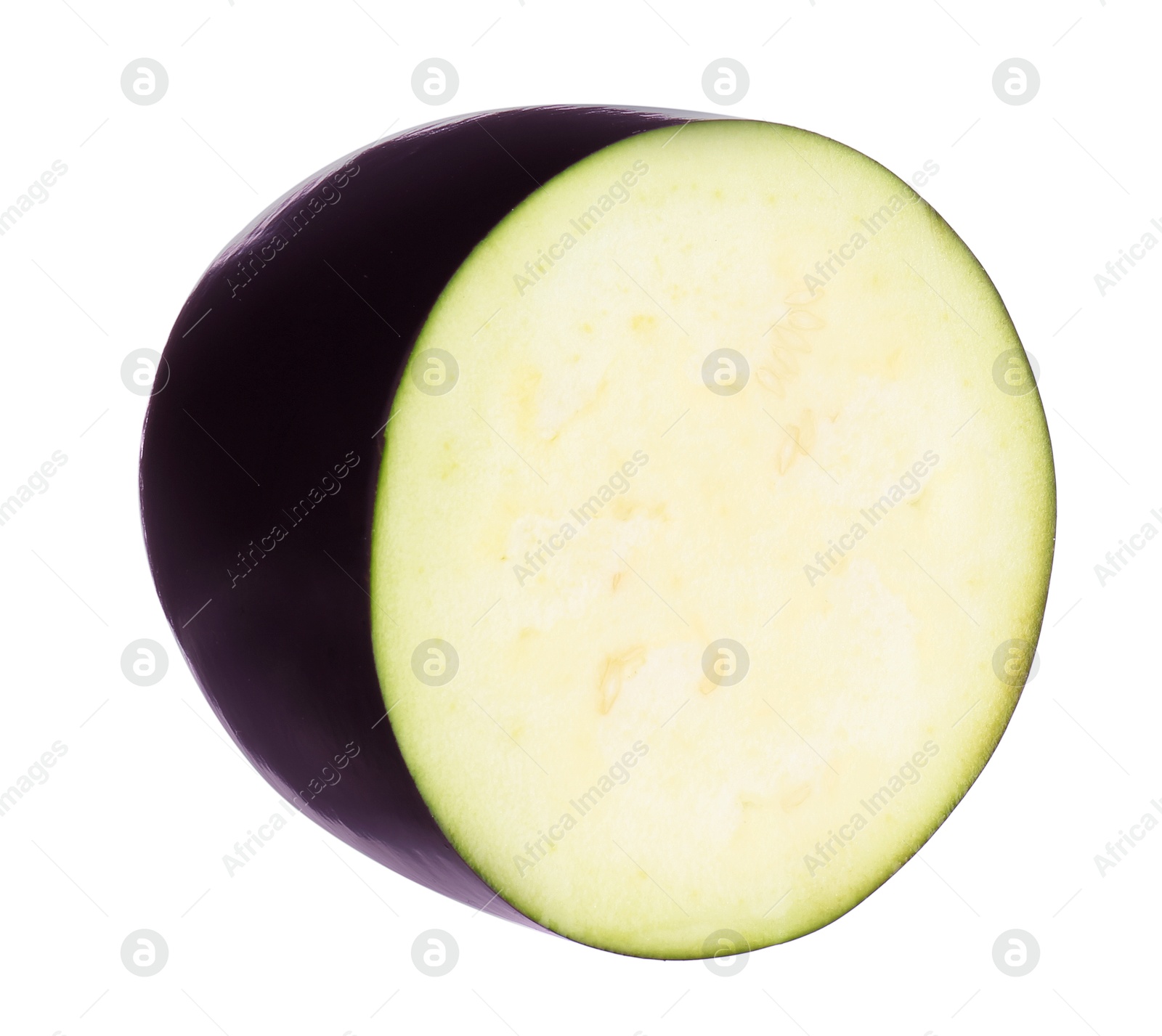 Photo of Half of raw eggplant isolated on white